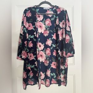 Blakely Open Front Kimono Navy Floral Size Medium from Altar’d State